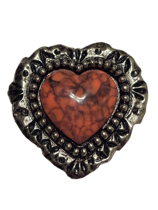 Vintage Accessories - Southwestern Navajo Style Vintage Nonny Silver Heart Collar Clip Button Cover